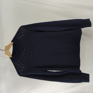 Everlane Navy Cotton Mock Neck Sweater